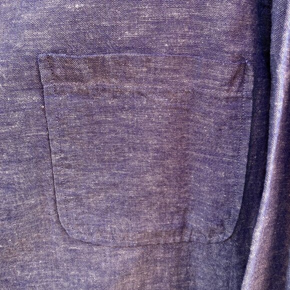 Kakadu Traders Australia Grey Blue Heather Linen Blend Long Sleeve Shirt Sz S - Picture 3 of 8